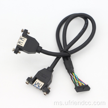 USB-3.0 Panel Dual Mount 2Ports ke Kabel 20Pin